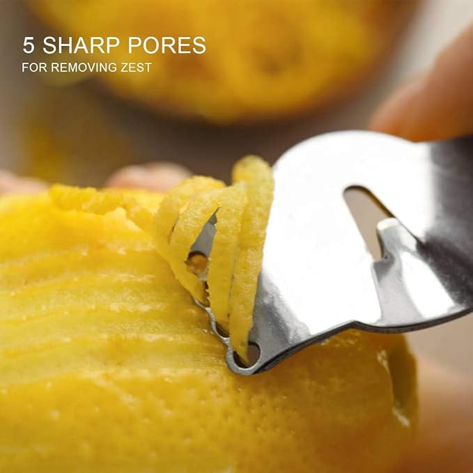 Lemon Zester Grater,Stainless Steel orange peeler tool with Channel Knife，5pack