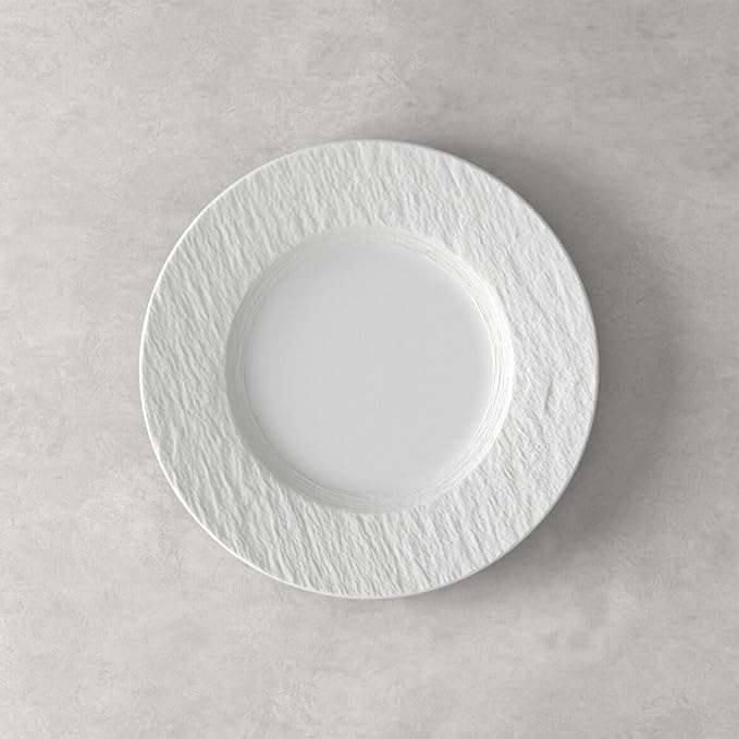 Villeroy & Boch Manufacture Rock Blanc 4-Piece Place Setting, Plates & Bowls, Premium Porcelain, Made in Germany, Matte White