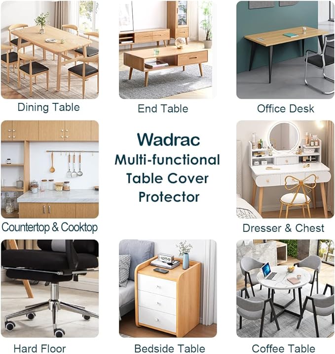 Clear Plastic Table Protector 40x42 Vinyl Tablecloths Dining Room Living Coffee Table Cover Mat Easy Clean Waterproof Wipeable Protective Glass Desktop Topper Transparent Rectanglar Screen Protection