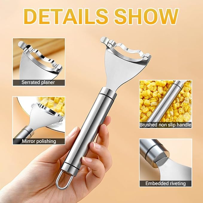 Corn Peeler Cob Stripper, Stainless Steel Cob Remover, Corn Planer Cutter Thresher Scraper, Stripping Tool for Home Kitchen, Corn Scraper 3 PCS