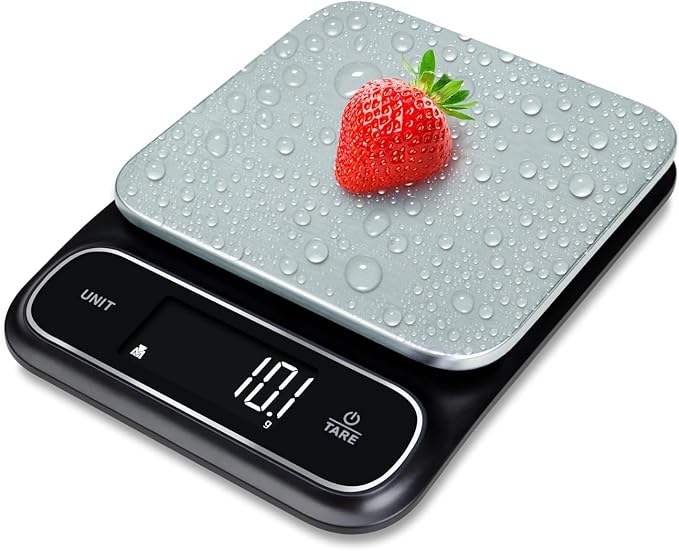 Fradel 0.1g Digital Kitchen Food Scale in Grams & Ounces - 11lb, for Cooking, Baking, Weight Loss - Square