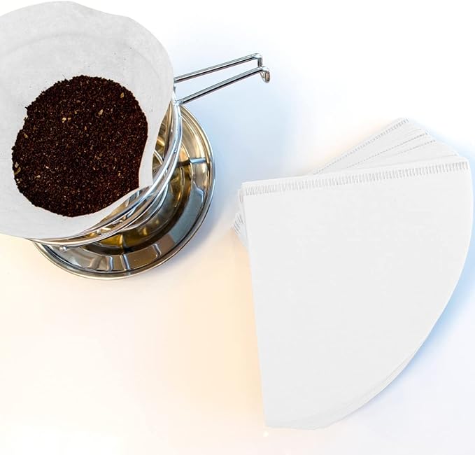 Premium Hemp White Paper Cone Coffee Filters - Peroxide Whitened - Compatible with V60 and All No.2 Size Pour Over Drippers - (Pack of 100)