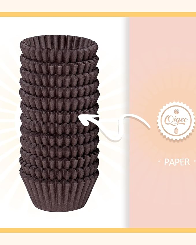qiqee 600 Count Mini Cupcake Liners Coffee Muffin Liners Food Grade Baking Cups Paper No Smells（Small Size）