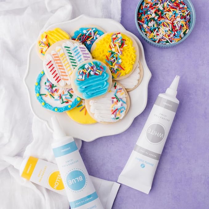 Sweets Indeed Frosting Kit plus Sprinkles Frosting Tubes nozzles 11.71 ounces Perfect for baking and cookie decoarting (Rainbow)