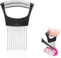 1PC Onion Holder for Slicing, Upgraded Stainless Steel Onion Slicer Holder with Ergonomic Handle, Tomato Cutter, Vegetable Slicing Tool, Meat Tenderizer, Kitchen Food Cutting Gadget