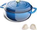 VINGLI 6QT Enameled Cast Iron Round Dutch Oven Pot with Lid, NonStick Casserole Pot with Dual Handles & Silicone GlovesRed, Oven Safe up to 500°F or on Stovetop, Dutch Oven for Bread Baking, Blue