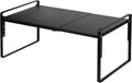 Nxconsu Cabinet Shelf Expandable Height Adjustable Shelf Organizer Riser for Kitchen Cabinet Pantry Cupboard Under Sink Countertop Organization Storage Space Saver Stackable Heavy Duty Metal Black XXL