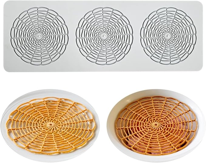 TUKE Tuile Molds Circular Grid Candy Mold Chocolate Candy 3D Hollow Leaf Silicone Mold, Sugar Craft Cake Decoration, Cupcake Top, Polymer Clay (Circular Grid_9.6x3.4x0.12 inch)