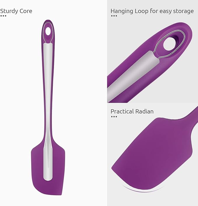 14in Extra Long Silicone Spatula: U-Taste 480ºF Heat Resistant Flexible Baking Mixer Scraper, Large Rubber Mixing Stirring Scraping Seamless Kitchen Turner Utensil for Nonstick Cookware (Purple)