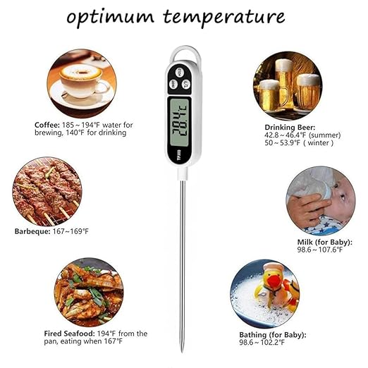 3pcs Candy Thermometer Digital Instant Read for Meat Kitchen Cooking Food Oil Deep Fry BBQ Grill Smoker (3, 9.4in)