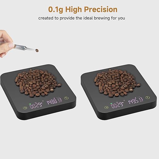 Mini Coffee Scale with Wirelss Magnetic Display, 3kg/0.1g Espresso Scale with Flow Rate Display, Portable Digital Coffee Scale with Multiple Mode Timer for Espresso, Pour-Over