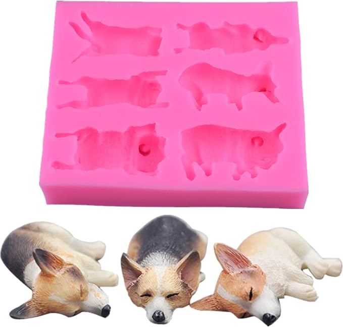 3D Fondant Chocolate Candy Cake Decoration Baking Pastry Tools Silicone Soap Mold Resin Polymer Clay Mold (Dog)