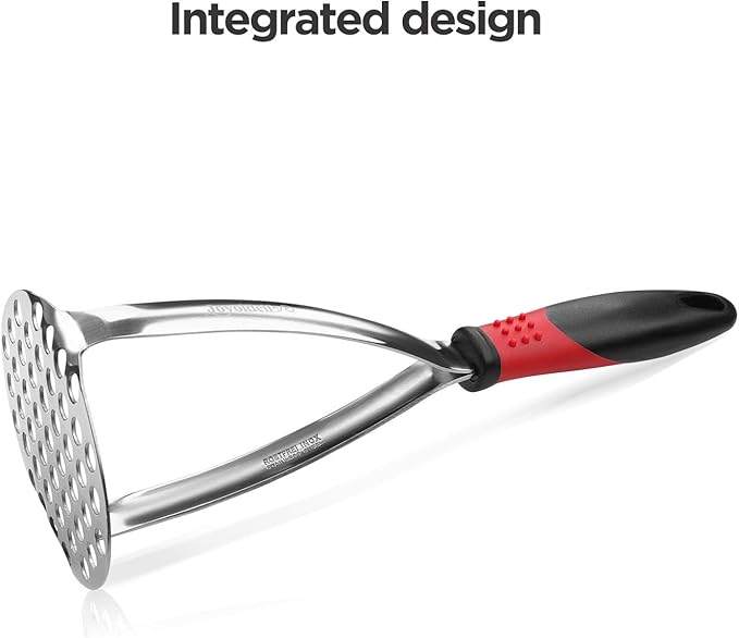 Joyoldelf Heavy Duty Potato Masher, Stainless Steel Integrated Masher Kitchen Tool & Food Masher/Potato Smasher with Non-slip Handle, Perfect for Bean, Vegetable, Fruits, Baby Food, Avocado, Meat