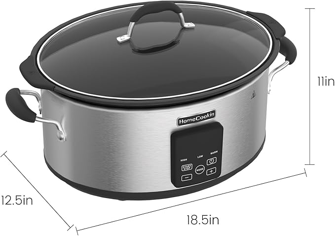 HOMECOOKIN Slow Cooker, Extra Large 10 Quart Digital Programmable Slow Cookers with Timer, Dishwasher Safe Glass Lid & Crock, Kitchen Appliance for Families and Gatherings, Stainless Steel