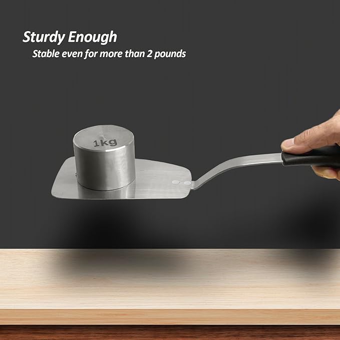 Stainless Steel Flexible Spatula Turner, VOVOLY Thin Metal Spatula for Cast Iron Skillet, Thin Blade and Heat Resistant Silicone Handle, Great for Egg, Cookie, Meat, Crep, Medium