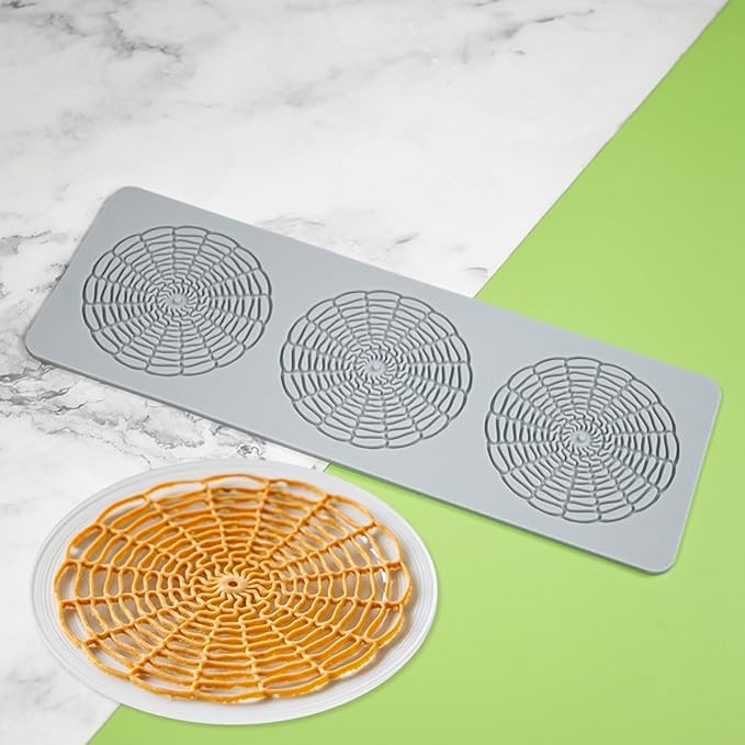 TUKE Tuile Molds Circular Grid Candy Mold Chocolate Candy 3D Hollow Leaf Silicone Mold, Sugar Craft Cake Decoration, Cupcake Top, Polymer Clay (Circular Grid_9.6x3.4x0.12 inch)