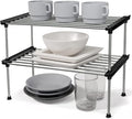 carrotez Cabinet Organizer Shelf, Set of 2 Stackable Kitchen Counter Shelves, Kitchen Cabinet Organizers and Storage, Pantry Storage Shelf Organizer, 15.7 x 7.8 x 6.1 - Black