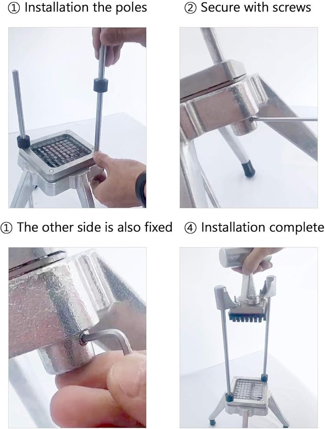 Commercial French Fry Cutter, 1/4" & 3/8" Aluminum Frame S-Steel Blade Quick Chopper Machine Easy for Onion Tomato Pepper Potato