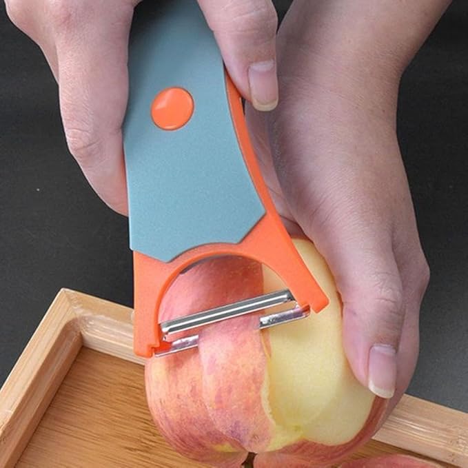 2 In 1 Fruit Peeler,Peeling and shredding Vegetables Potato Vegetable Peeler Carbon Steel Blade,Multi Function Stainless Steel Vegetable Peeler with Straight and Serrated Blades (A+B)