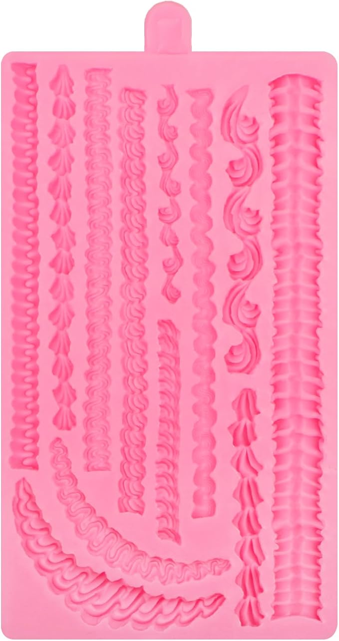 Lambeth Cake Border Fondant Molds, Whipped Cream Shaped Silicone Molds, Cake Decoration Chocolate Baking Molds for Cupcake Topper Mousse Cookie Candy Gum Paste Clay Resin DIY Crafts