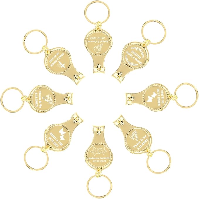 50pcs Personalized 4 in 1 Multi Function Bottle Opener, Nail Clipper, Wedding Favors Brewery, Private Customized, Gold, Multitool Gifts for Men