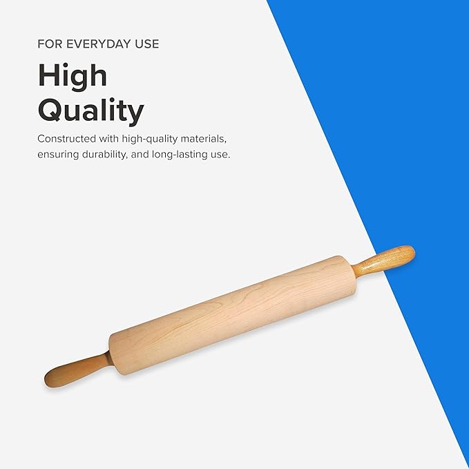 Frieling Rolling Pin - 2.75 in x 15 in Barrel, Natural - Rolling Pins for Baking & Pizza Dough Roller - Wood Roller with Nylon Bushings for Smooth Dough Prep