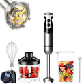 MegaWise Pro Titanium Reinforced 5-in-1 Immersion Hand Blender, Powerful Motor with 80% Sharper Blades, 12-Speed Corded Blender, Including 500ml Chopper, 600ml Beaker, Whisk and Milk Frother (Black)
