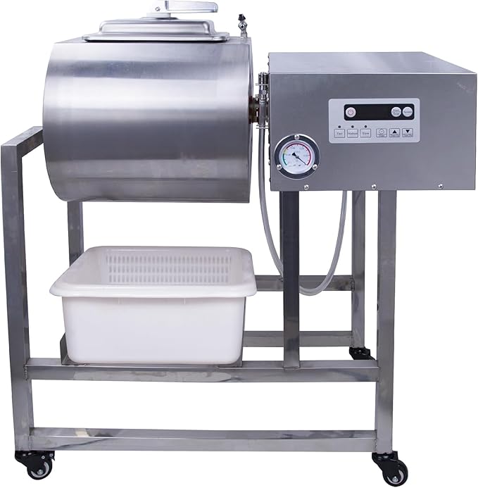 Hakka Commercial Meat Tumbler 90lb/45 liters - Vacuum Curing Machine for Jerky, Sausage, Bacon & More - Stainless Steel Food-Grade Tumbling Marinator w/Bidirectional Rotation & Speed Control