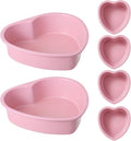 7 & 4 Inch Heart Shaped Cake Pans Set of 6, Pink Carbon Steel Baking Pans Set, Nonstick Heart Cake Mold for Baking, Small Cake Pans, Bakeware Sets for Valentine's Day Wedding