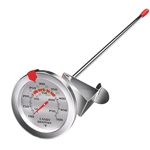 Candy Thermometer and Deep Fry Thermometer with 2 Inch Large Dial, 9 Inch Stainless Steel Probe – Temperature Guide for Candy Making, Frying, Confectionery, Dessert, Chocolate, Jam, and BBQ