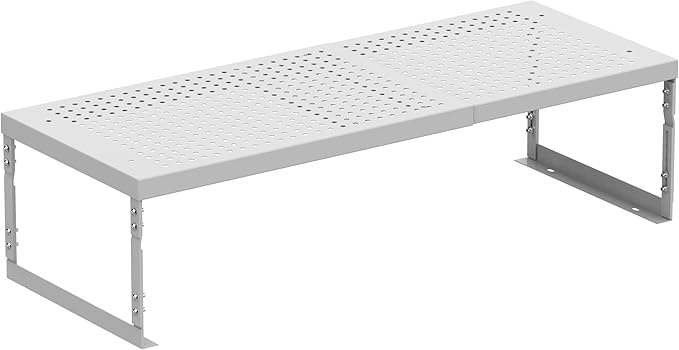 Stackable Expandable Metal Shelf Organizer - Adjustable Wire Storage Rack with Holes for Kitchen, Bathroom, Cabinet, Office - Space Saving, Durable & Sturdy Design（1PACK/Medium/White