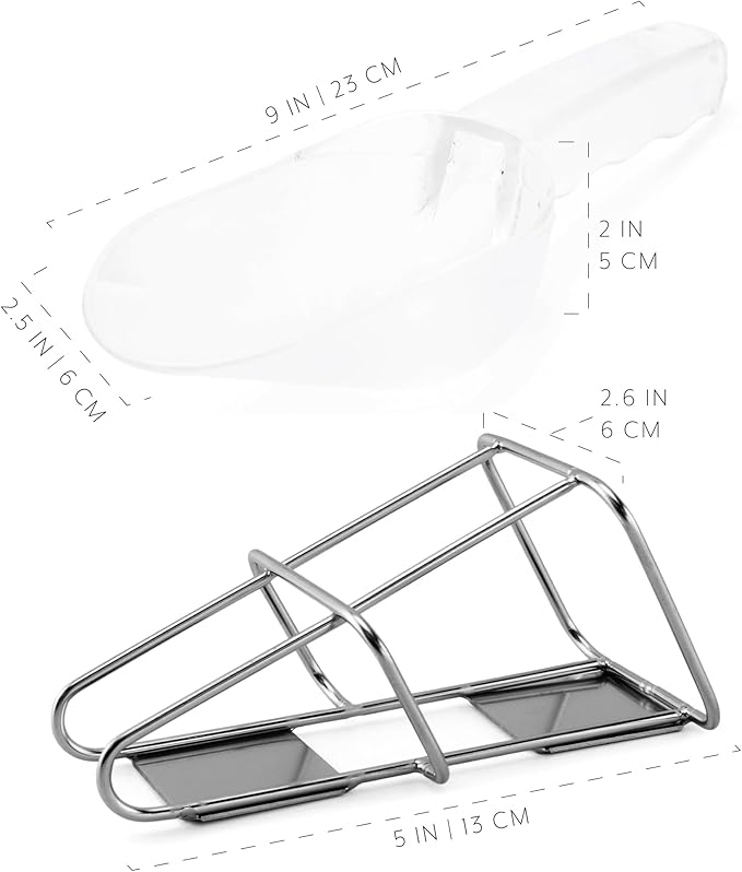 Darware Ice Maker Scoop w/Holder (2-Piece Set); Scooper Accessory for Counter Top Ice Makers and Machines