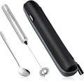 ROMAUNT Handheld Milk Frother Electric Battery Operated Portable Milk Foamer for Coffee Latte 304 Stainless Steel Whisk with Protective Case, Mix Spoon for Traveling or Camping