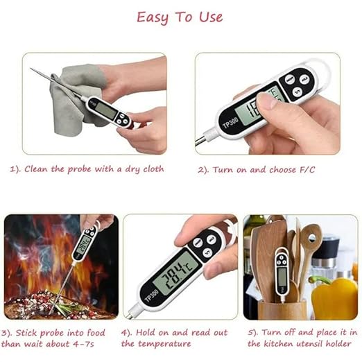 3pcs Candy Thermometer Digital Instant Read for Meat Kitchen Cooking Food Oil Deep Fry BBQ Grill Smoker (3, 9.4in)