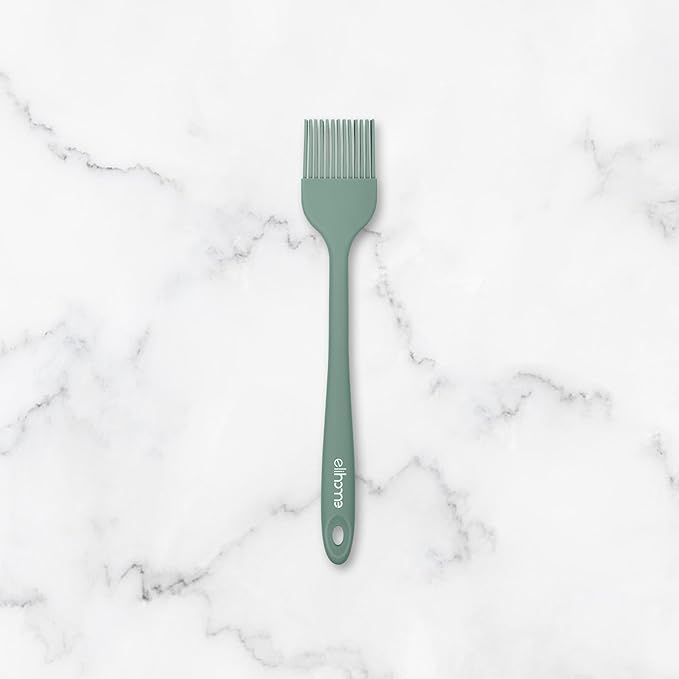 Elihome Mini Silicone Basting Pastry Brush, Cooking Brush for Oil Sauce Butter Marinades, Food Brushes for BBQ Grill Kitchen Baking, Baster Brushes Baste Pastries Cakes Meat Desserts, Food Grade, Sage
