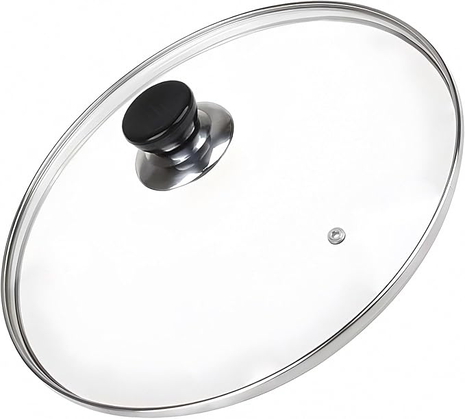 8 Inch Pan Lid, Universal Replacement Pot Lid for Frying Pans, Cast Iron Skillets, Tempered Glass Pan Cover with Steam Vent