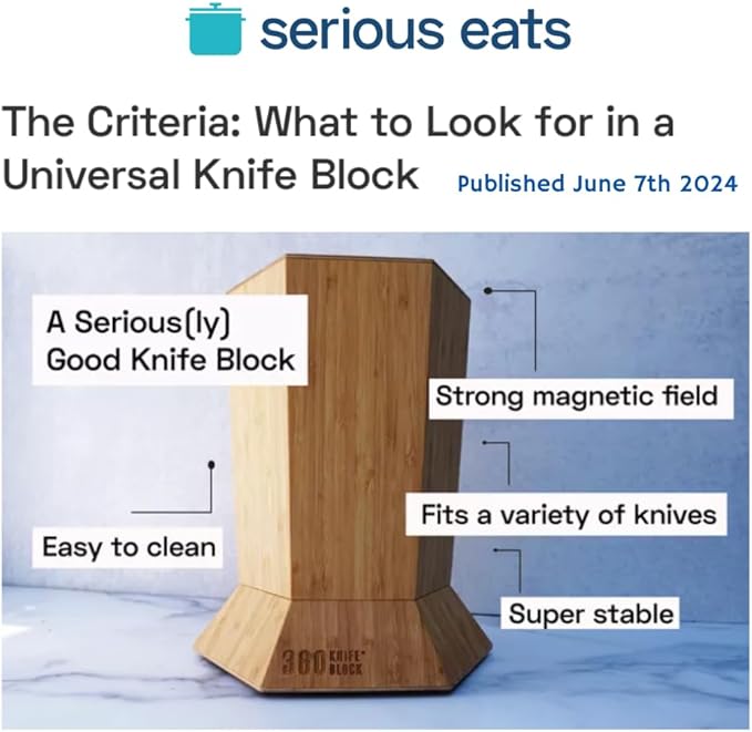 360KnifeBlock® - The 360KB™ ROTATING Magnetic Knife Block 10" tall SeriousEats/Food&Wine BEST Universal Knife Block - handmade in Washington