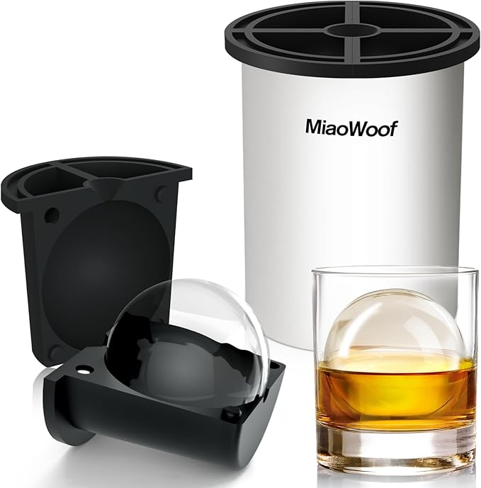 Clear Ice Cube Maker, 2.5 Inch Stainless Steel Crystal Large Clear Ice Ball Maker, Silicone Ice Cube Mold for Cocktails, Drinks & Bourbon, Whiskey Gifts for Men (1 Pack)