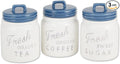 DII Kitchen Accessories Collection Ceramics, Jar Canister Set, Blue, 3