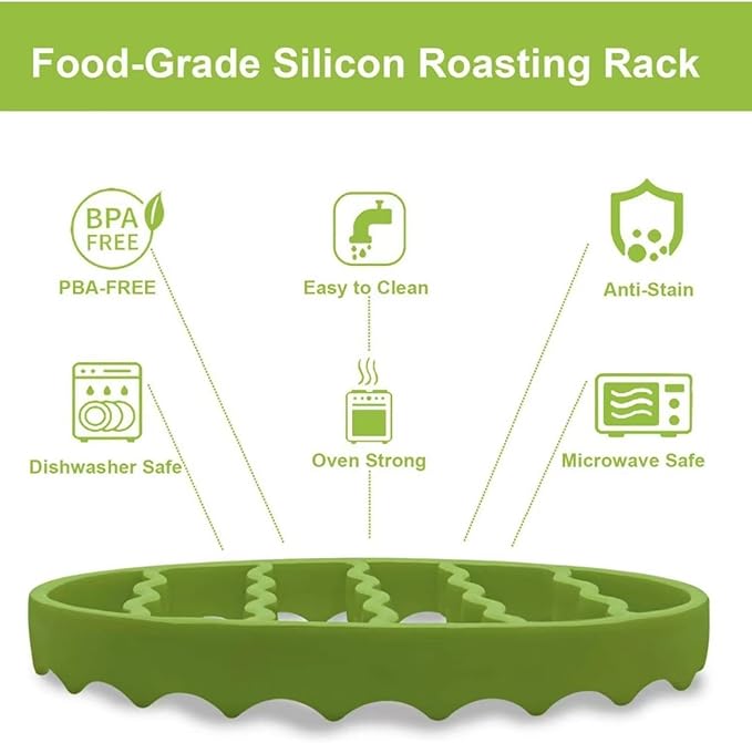 Slow Cooker Silicone Rack, Used for Roasting Pot Cooking Steamer Silicone Pressure Cooker Baking Accessories Compatible with 6 quarts and 8 quarts Stove (Oval, Green, red)