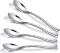 WDF 300 Pieces Plastic Silver Mini Spoons - 4 Inches Silver Plastic Tasting Spoons for Desserts, Heavy Duty Disposable Spoons Perfect for Coffee, Cake, Desserts, Appetizers for Christmas Wedding/Party