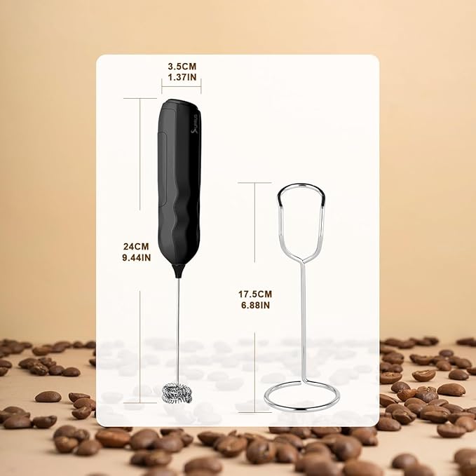 SUPRUS Ultra Fast Handheld Milk Frother Double Whisk with Stand 2 Batteries Stainless Steel for Lattes Cappuccino Matcha Hot Chocolate Coffee Bar Accessories Kitchen Gadgets Gift