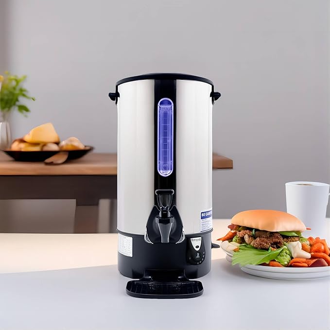 Commercial Electric Kettle Warmer Stainless Steel Hot Water Dispenser Hot Water Boiler And Warmer with Faucet Quick-Temp or Boil for Tea Coffee 1500W 23 Liter Capacity