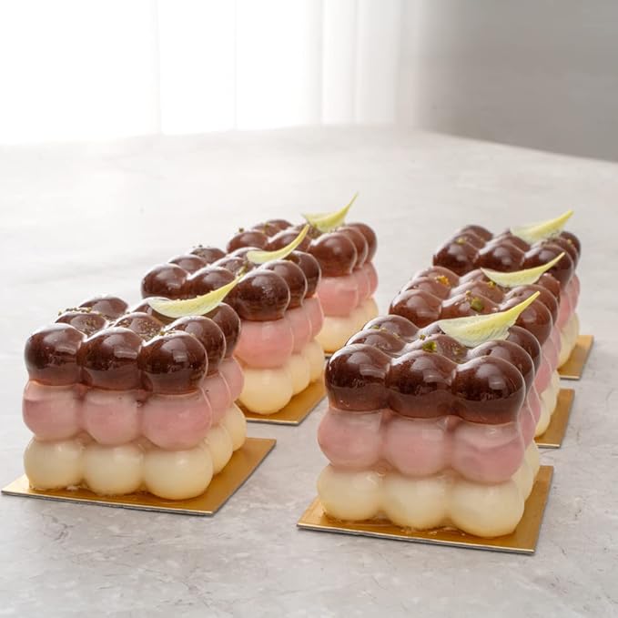Restaurantware-6 Cavities Pastry & Baking Mold, 1 Oven-Ready 3D Mold - Flexible, Freezable, White Silicone Silicone Mold For Baking, Easy Release, For Chocolate, Cheesecake, Jelly, Or Mousse