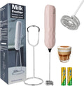 SUPRUS Ultra Fast Handheld Milk Frother Double Whisk with Stand 2 Batteries Stainless Steel for Lattes Cappuccino Matcha Hot Chocolate Coffee Bar Accessories Kitchen Gadgets Gift