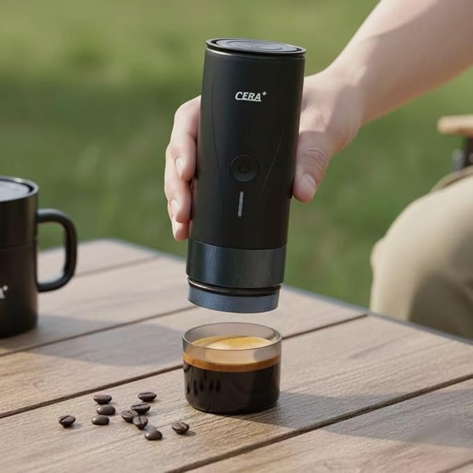 CERA+ Portable Espresso Maker Pro (51mm Basket) & Travel Bag, Self-Heating Electric Espresso Machine for Ultra-Fine coffee Grind, 20 Bar USB-C,Mini Coffee Machine for Camping, Hiking, Office, Car