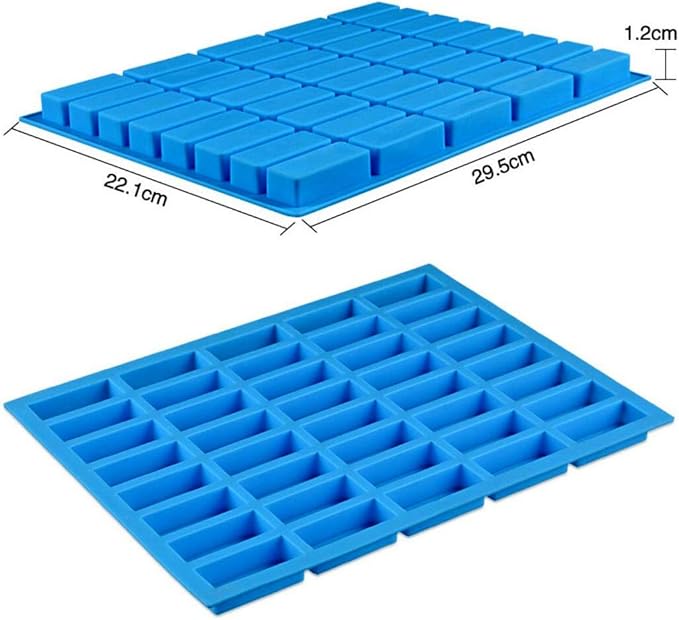 Mity rain 40 Cavities Rectangle Silicone Mold - Caramel Candy Trays Molds for Chocolate Truffles, Ganache, Jelly, Praline, Ice Cube Tray, Gummy(blue)