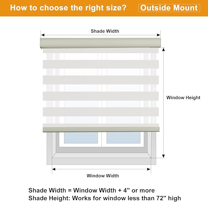 Persilux Cordless Zebra Blinds for Indoor Windows, Free-Stop Light Filtering Sheer Shades, Dual Layer for Day and Night, Roller Shades for Home (34.25" W X 64" H, Cream)