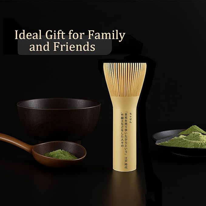 Small Resin Matcha Whisk Traditional Japanese Long Handle Chasen Matcha Stirrer Gifts for Tea Lovers, Easy to Clean Plastic Chasen for Authentic Japanese Tea Preparation (Yellow)