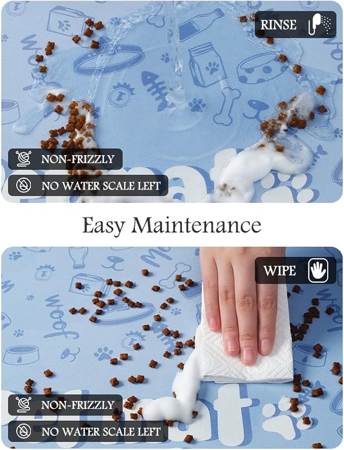 Pet Feeding Mat-Absorbent Dog Mat for Food and Water Bowl-No Stains Quick Dry Water Dispenser Mat-Dog Accessories Pet Supplies-Bowl for Messy Drinkers（PAW,23"x34"
